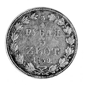 3/4 rubla =5 złotych 1839, Warszawa, Aw: Orzeł carski i...