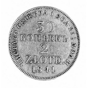 30 kopiejek = 2 złote 1841, Warszawa, j.w., Plage 380.