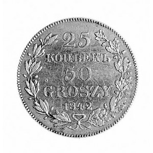 25 kopiejek = 50 groszy 1842, Warszawa, Aw: Orzeł carsk...
