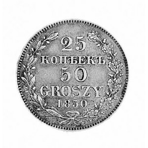 25 kopiejek = 50 groszy 1850, Warszawa, j.w., Plage 388...