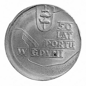 10 złotych 1972, 50 Lat Portu w Gdyni, wybite przesunię...