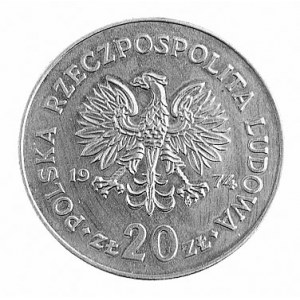 20 złotych 1974, Marceli Nowotko, napis PRÓBA na rewers...