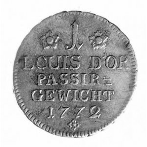 ciężarek 1 Louis d’ora 1772, Aw: Orzeł, Rw: Napis, Oldi...