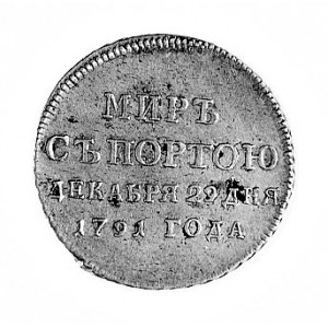 medal z okazji zawarcia pokoju z Turcją w 1791 r., Aw: ...