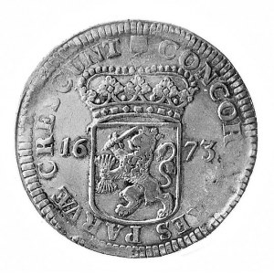 Silver dukat 1673, Holandia, j.w., Delm.969, Dav.4898