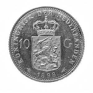 10 guldenów 1898, Aw: Głowa i napis w otoku, Rw: Ukoron...