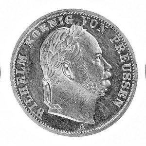 talar 1866, Berlin, Aw: Głowa w wieńcu laurowym i napis...