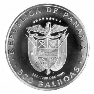 500 balboa 1975, Aw: Klęczący Vasco Nunez de Balboa, Rw...