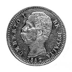 20 lirów 1882, Rzym, Aw: Głowa króla Umberta I, poniżej...