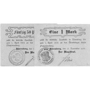 Ińsko (Nörenberg)- 50 fenigów i marka 12.11.1918 wydane...