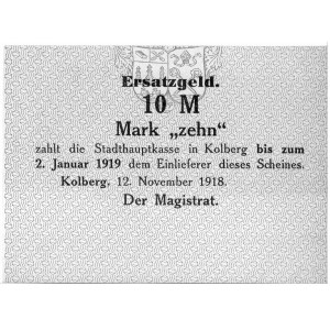 Kołobrzeg (Kolberg)- 10 marek 12.11.1918 wydane przez M...