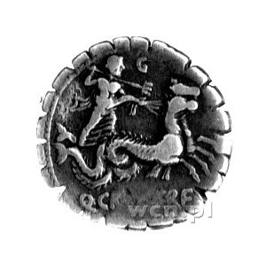 denar- Q. Crepereius M. f. Rocus 72 pne, Aw: Popiersie ...