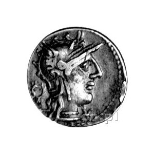 denar- L. Opimius 131 pne, Aw: Głowa Romy w prawo; pod ...