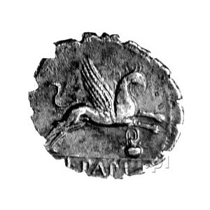 denar- L. Papius 79 pne, Aw: Głowa Juno Sospity w skórz...