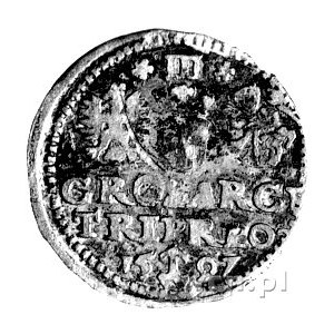fałszerstwo z epoki trojaka koronnego z datą 1597 i her...