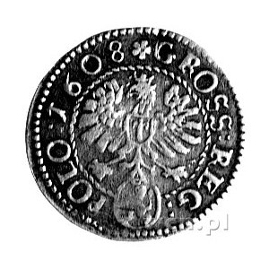 zestaw monet grosz 1608, Kraków, na awersie korona, pod...