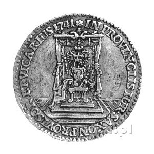 dukat wikariacki 1741, Drezno, Aw: Król na koniu, Rw: T...