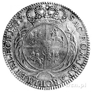 półtalar 1753, Lipsk, literki Œ na zbroi króla i bez li...
