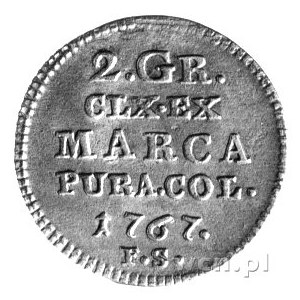2 grosze srebrne 1767, Warszawa, Plage 245, patyna.
