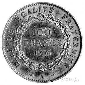 100 franków 1906, Paryż, Fr. 590, 32,23g.