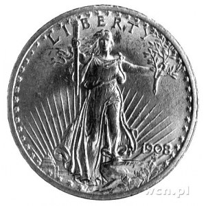 20 dolarów 1908, Filadelfia, bez motta, Fr. 183, 33,43g...