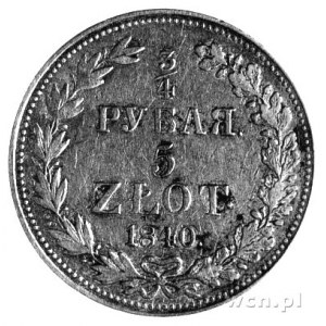 3/4 rubla = 5 złotych 1840, Warszawa, Plage 366 /rzadka...