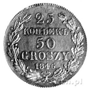 25 kopiejek = 50 groszy 1846, Warszawa, Plage 385, ładn...