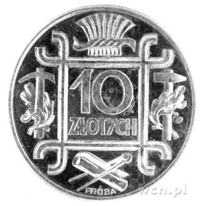 10 złotych 1934, Klamry, napis PRÓBA na rewersie, Parch...