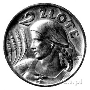 2 złote 1927, Głowa kobiety, bez napisu PRÓBA, Parchimo...
