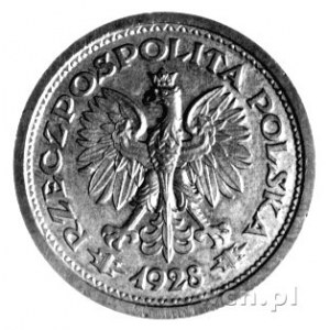 1 złoty 1928, znak mennicy warszawskiej na awersie, wyb...