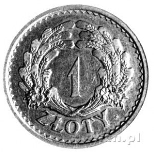 1 złoty 1928, znak mennicy warszawskiej na rewersie, Pa...