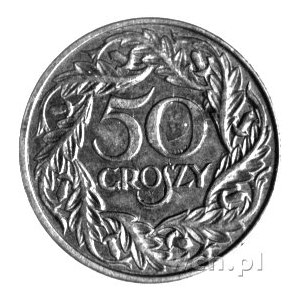 50 groszy 1923, bez znaku mennicy warszawskiej i napisu...