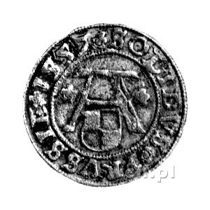 szeląg 1557, Królewiec, znak mincerza - wieża na awersi...