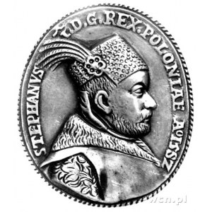 Stefan Batory- owalny medal 1582 r., Aw: Popiersie król...