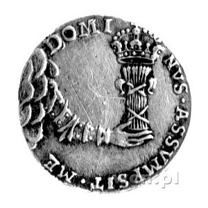 Jan Kazimierz- medal koronacyjny 1649 r., Aw: Ręka w zb...