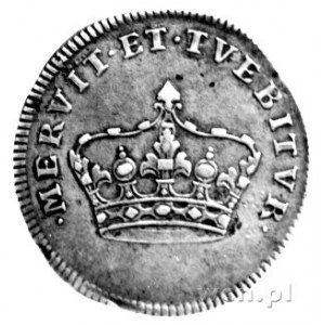 August III- medal koronacyjny 1733 r., Aw: Korona i nap...