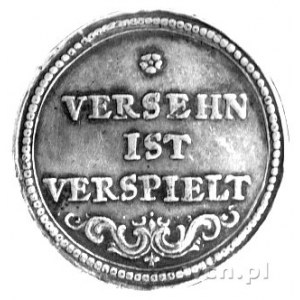 medal karciany XVIII w., Aw: Sowa z kartami w szponach,...