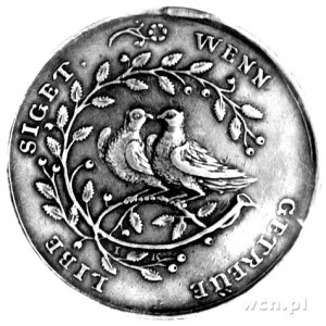 alegoryczny medal autorstwa Jana Kittela, Aw: Dwa gołąb...