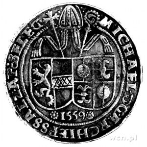 guldiner 1559, Aw: Tarcze herbowe, w otoku napis, Rw: Ś...