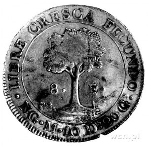 8 reali 1835 NG /znak mennicy Gwatemali/, Aw: Pięć szcz...