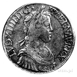 Ludwik XIV 1643 - 1715, ecu 1652, Paryż, Aw: Popiersie,...
