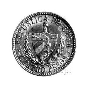4 peso 1916, Aw: Herb, Rw: Popiersie Jose Marti, Fr. 5,...