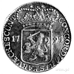 silver dukat 1795, Zelandia, Aw: Rycerz, Rw: Ukoronowan...