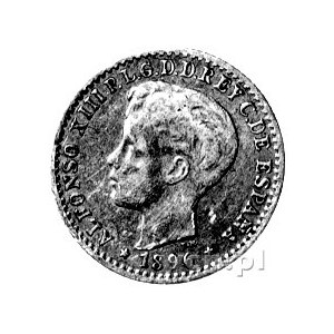 10 centavos 1896, Aw: Głowa Alfonsa XIII, Rw: Herb, rza...