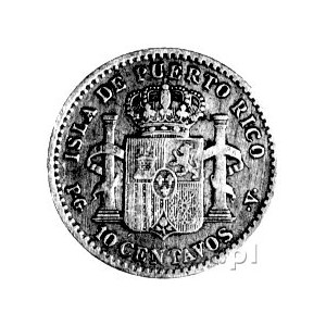 10 centavos 1896, Aw: Głowa Alfonsa XIII, Rw: Herb, rza...