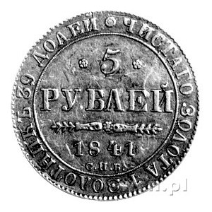 5 rubli 1841, Petersburg, Fr. 138, Uzdenikow 0218, 6,49...