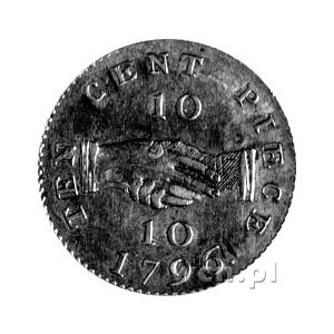 10 centów 1796, Aw: Lew, Rw: Dwie dłonie w uścisku, bar...
