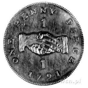 1 cent 1791, Aw: Lew, Rw: Dwie dłonie w uścisku, bardzo...