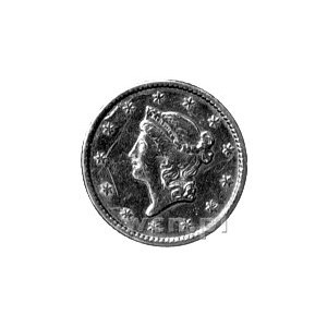 1 dolar 1850, Filadelfia, Fr. 84, złoto, 1,66g.