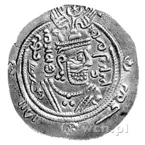 drachma, Xusro II 590/1- 628, Aw: Popiersie króla w pra...